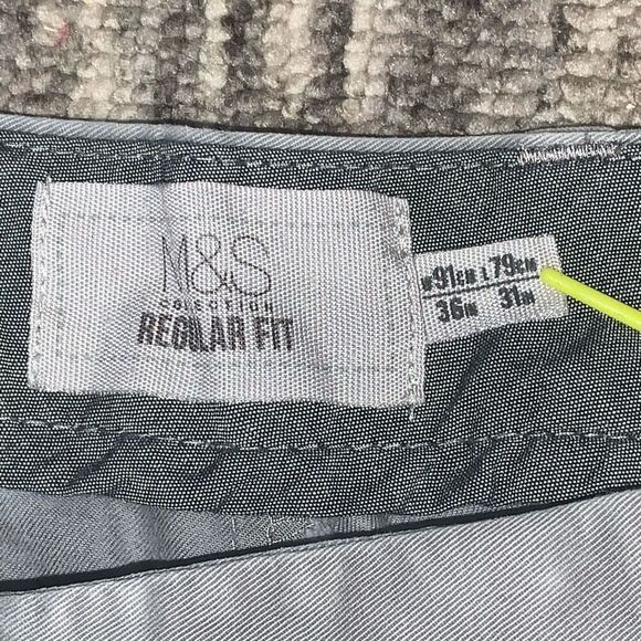 M&S Collection Mens Size 36x31 Straight Leg Pants Gray Pockets 100% Cotton - Picture 2 of 7